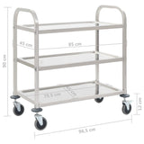 3-Tier Kitchen Trolley 96.5x55x90 cm Stainless Steel - Rear View