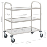3-Tier Kitchen Trolley 95x45x83.5 cm Stainless Steel - Rear View