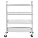 4-Tier Kitchen Trolley 107x55x125 cm Stainless Steel - Front View