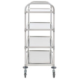 4-Tier Kitchen Trolley 107x55x125 cm Stainless Steel - Side View