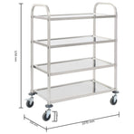 4-Tier Kitchen Trolley 107x55x125 cm Stainless Steel