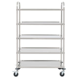 5-Tier Kitchen Trolley 107x55x147 cm Stainless Steel - Front View