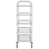 5-Tier Kitchen Trolley 107x55x147 cm Stainless Steel - Side View