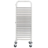 Kitchen Trolley for 16 Trays 38x55x163 cm Stainless Steel - Front View