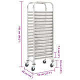 Kitchen Trolley for 16 Trays 38x55x163 cm Stainless Steel - Rear View