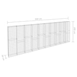 Gabion Wall with Covers Galvanised Steel 600x30x200 cm - Rear View
