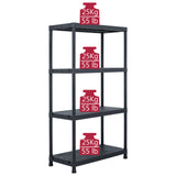 Storage Shelf Racks 2 pcs Black 60x30x138 cm Plastic - Low Angle