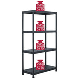 Storage Shelf Racks 5 pcs Black 60x30x138 cm Plastic - Low Angle
