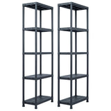 Storage Shelf Racks 2 pcs Black 125 kg 60x30x180 cm Plastic