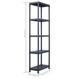 Storage Shelf Racks 2 pcs Black 125 kg 60x30x180 cm Plastic - Low Angle