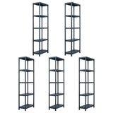 Storage Shelf Racks 5 pcs Black 125 kg 60x30x180 cm Plastic