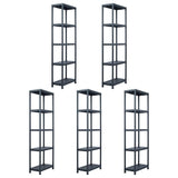 Storage Shelf Racks 5 pcs Black 125 kg 60x30x180 cm Plastic