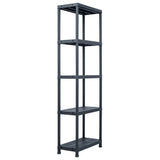 Storage Shelf Racks 5 pcs Black 125 kg 60x30x180 cm Plastic - Front View