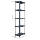 Storage Shelf Racks 5 pcs Black 125 kg 60x30x180 cm Plastic - Extra Image