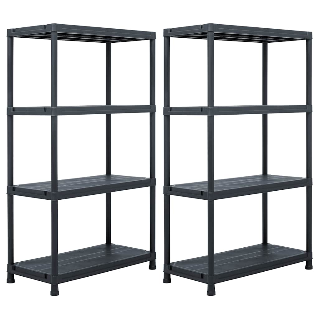 Storage Shelf Racks 2 pcs Black 200 kg 80x40x138 cm Plastic