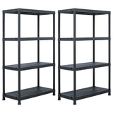Storage Shelf Racks 2 pcs Black 200 kg 80x40x138 cm Plastic
