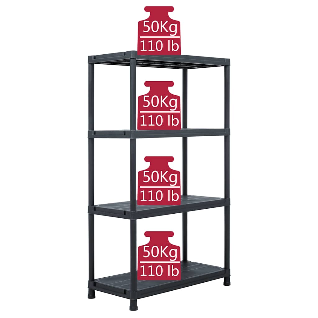 Storage Shelf Racks 2 pcs Black 200 kg 80x40x138 cm Plastic