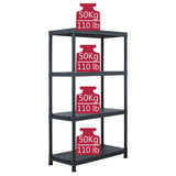 Storage Shelf Racks 2 pcs Black 200 kg 80x40x138 cm Plastic