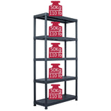 Storage Shelf Racks 2 pcs Black 250 kg 80x40x180 cm Plastic - Low Angle