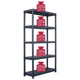 Storage Shelf Racks 2 pcs Black 500 kg 100x40x180 cm Plastic - Low Angle