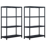 Storage Shelf Racks 2 pcs Black 220 kg 90x40x138 cm Plastic