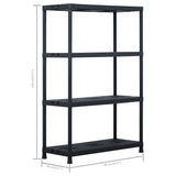 Storage Shelf Racks 2 pcs Black 220 kg 90x40x138 cm Plastic - Low Angle