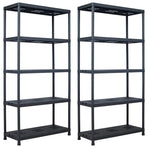 Storage Shelf Racks 2 pcs Black 260 kg 90x40x180 cm Plastic