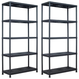 Storage Shelf Racks 2 pcs Black 260 kg 90x40x180 cm Plastic