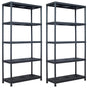 Storage Shelf Racks 2 pcs Black 260 kg 90x40x180 cm Plastic
