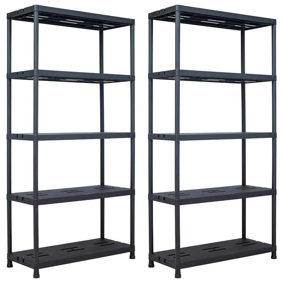 Storage Shelf Racks 2 pcs Black 260 kg 90x40x180 cm Plastic