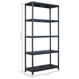 Storage Shelf Racks 2 pcs Black 260 kg 90x40x180 cm Plastic - Low Angle