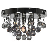 Ceiling Lamp with Smoky Beads Black Round G9 - Side View