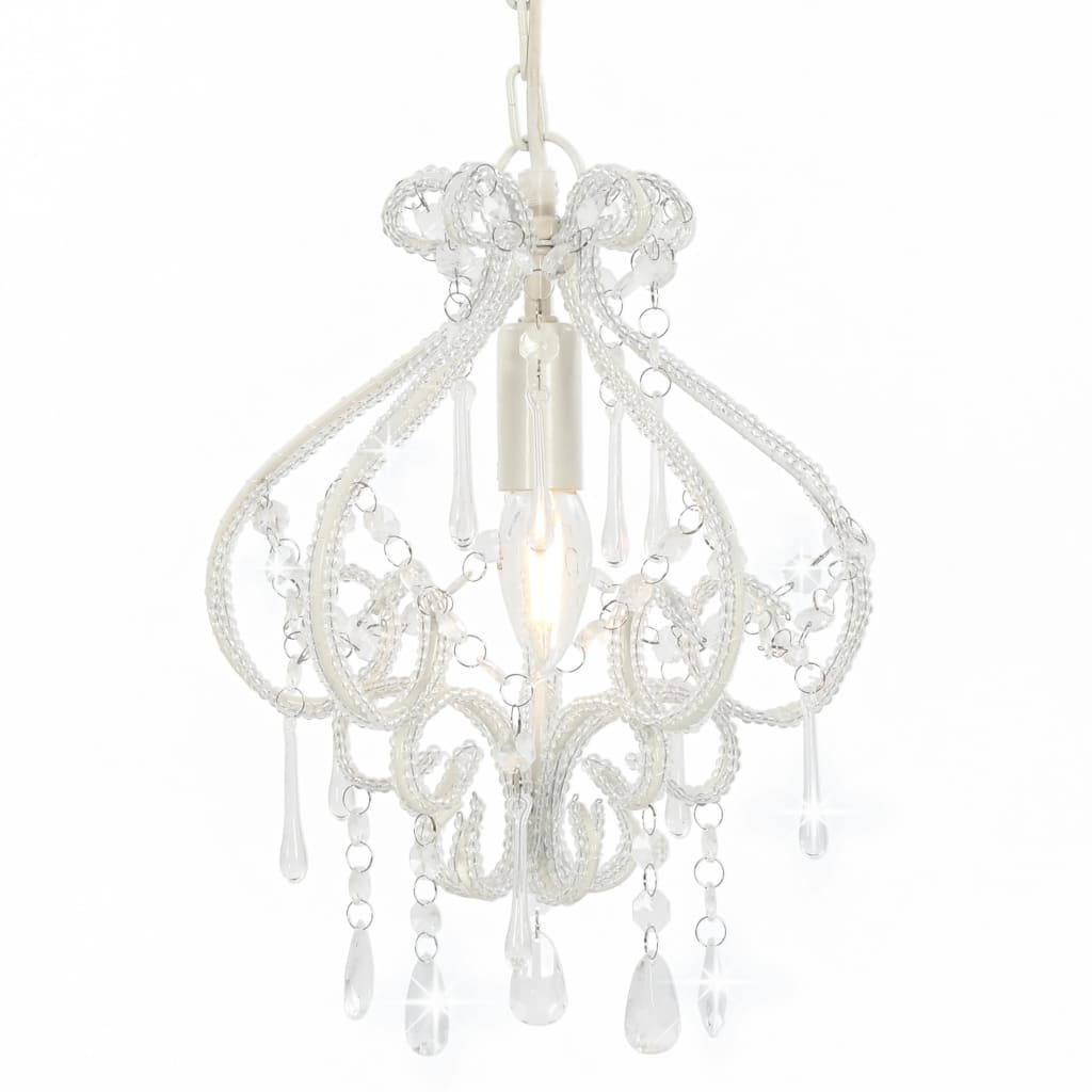 Ceiling Lamp with Beads White Round E14