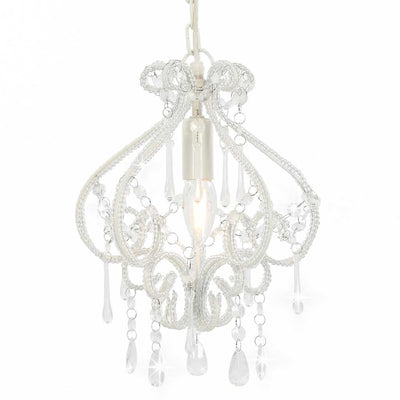 Ceiling Lamp with Beads White Round E14