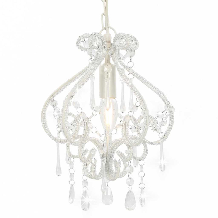 Ceiling Lamp with Beads White Round E14