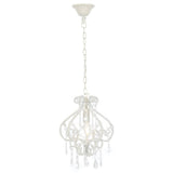 Ceiling Lamp with Beads White Round E14 - Front View