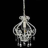 Ceiling Lamp with Beads White Round E14 - Side View