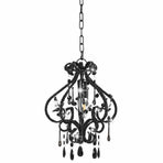 Ceiling Lamp with Beads Black Round E14