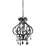 Ceiling Lamp with Beads Black Round E14 - Front View