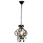 Ceiling Lamp with Beads Black Round E14