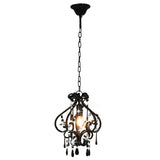 Ceiling Lamp with Beads Black Round E14 - Side View