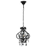 Ceiling Lamp with Beads Black Round E14