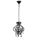 Ceiling Lamp with Beads Black Round E14