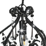 Ceiling Lamp with Beads Black Round E14 - 45-Degree Angle