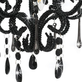 Ceiling Lamp with Beads Black Round E14 - Rear View