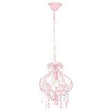 Ceiling Lamp with Beads Pink Round E14