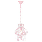 Ceiling Lamp with Beads Pink Round E14