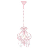 Ceiling Lamp with Beads Pink Round E14 - Side View
