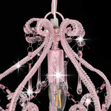 Ceiling Lamp with Beads Pink Round E14