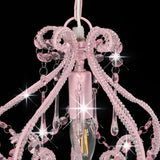 Ceiling Lamp with Beads Pink Round E14 - 45-Degree Angle